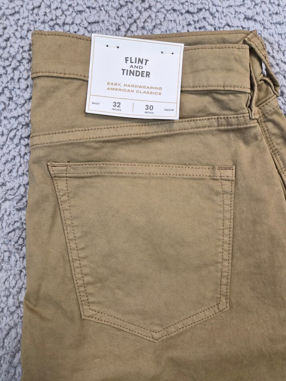 NWT Flint and Tinder Chinos Men's Size 32x30 Tan Slim Fit (1210)